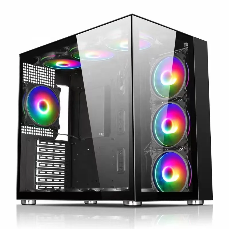 2022 Well Designed Vertical Graphic Cards Plug-in Super ATX Gaming Computer Case/Full View Cool Gamer PC Chassis with RGB strip