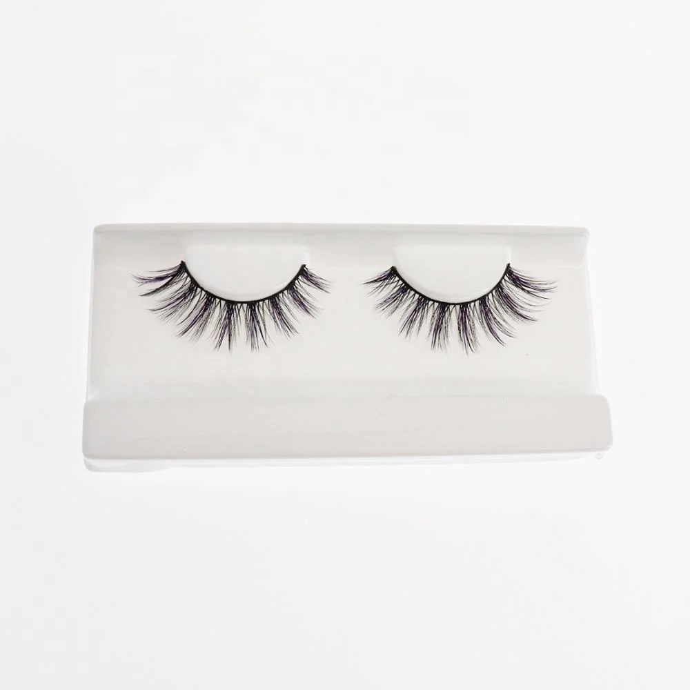 
New Styles Wholesale False Eyelash Own Brand Wispy Faux Mink Eyelashes Lash Vendor Purple Color Eyelash Personalized 