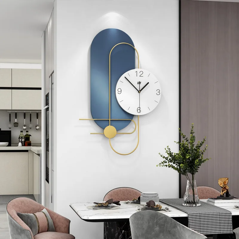 NISEVEN Light Luxury Wall Clock Fashion Metal Art Interior House Decoration Living Room Walls Decorations Wall Clock