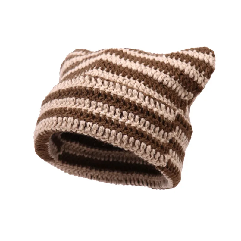 2022 ins wool cap cat ears cute pointed pullover cap Beanie Knitted Hats