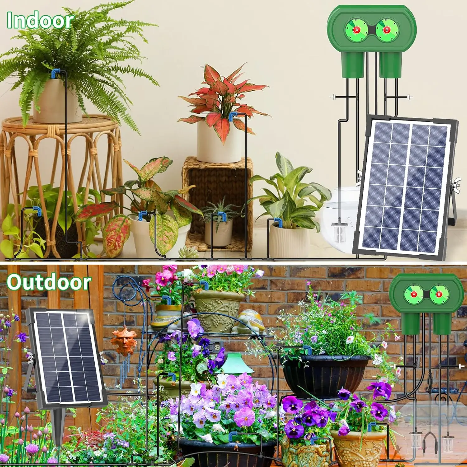 Solar Automatic Plant Self Watering System Devices for Plants on Outdoor Balcony Plant Bed the Green Home Drip Irrigation Kit