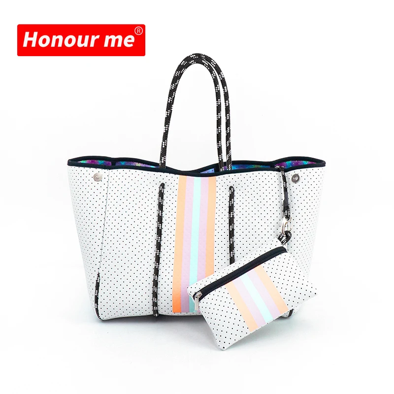  Оптовая продажа сумки пляжные летние Индивидуальные OEM перфорированная неопреновая сумка-тоут дорожная сумка с внутренней маленькой сумкой