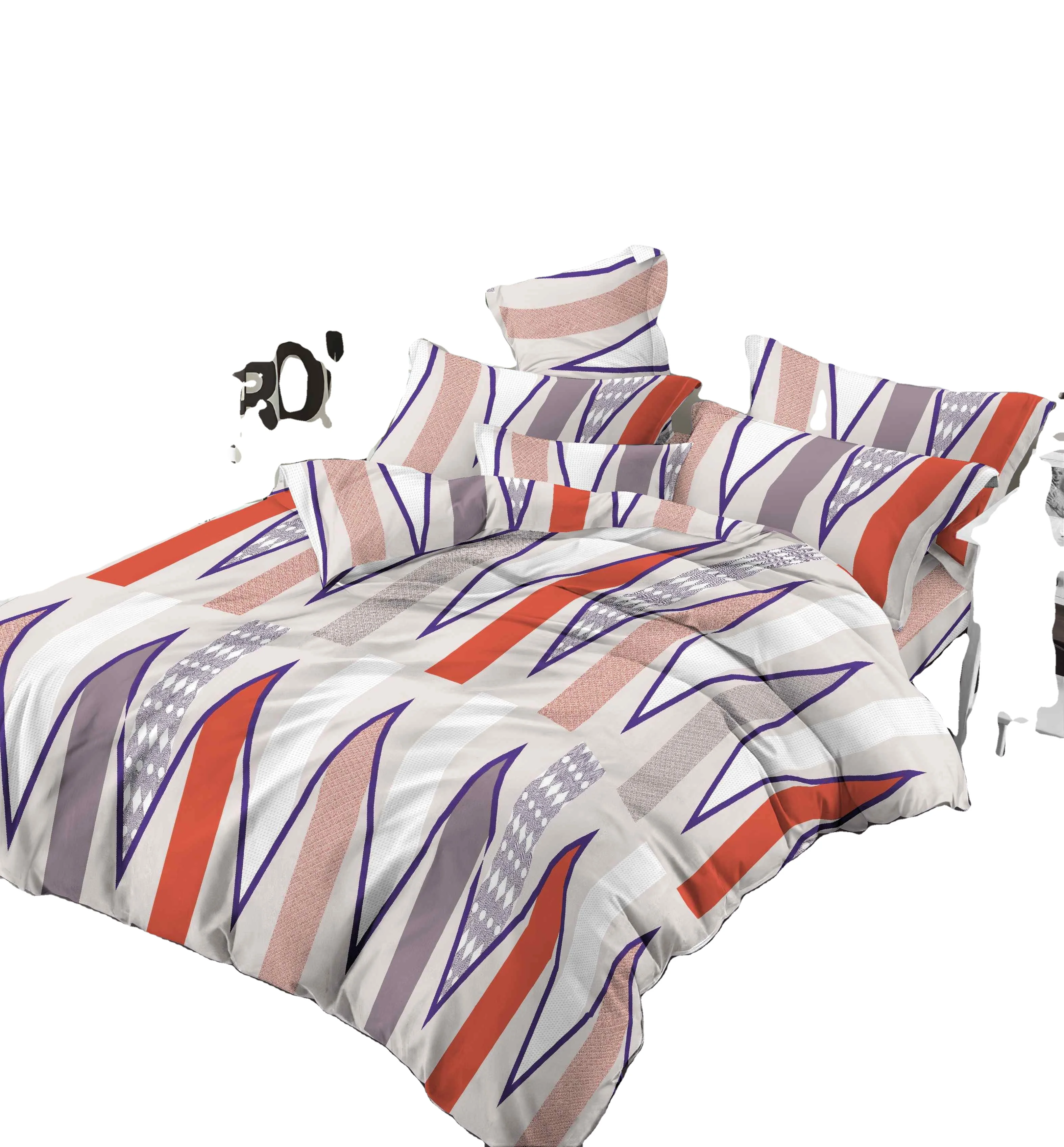 2022 new pattern type geometric squares Polyester product 100% polyester printed fabric for bed sheet for Flat sheet