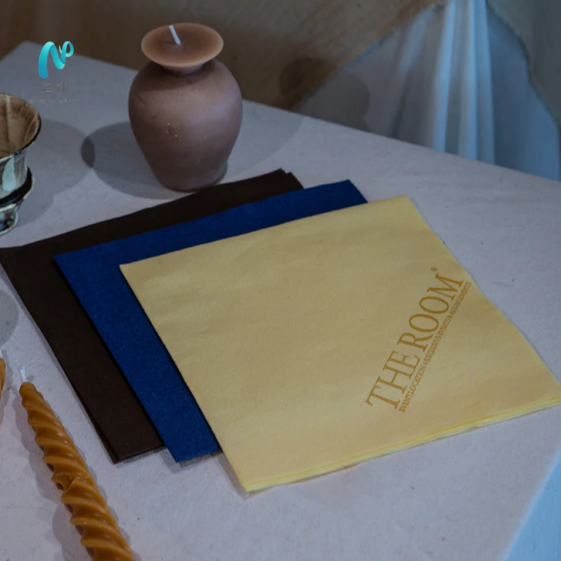 MingXuan hot sales High Quality custom 100% virgin wood pulp bar airlaid linen disposable luxury colored napkins