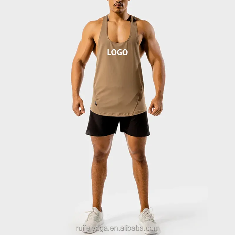 Custom Printed Logo Summer Bodybuilding Muscle Y Back Sleeveless Shirts Running Singlet Plus Size Gym Men Stringer Tank Top