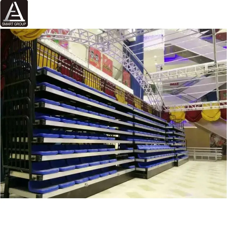 220 Seats Manual Or Electric Telescopic Grandstand Tribune Seating Indoor Sport Event Folding Bleacher
