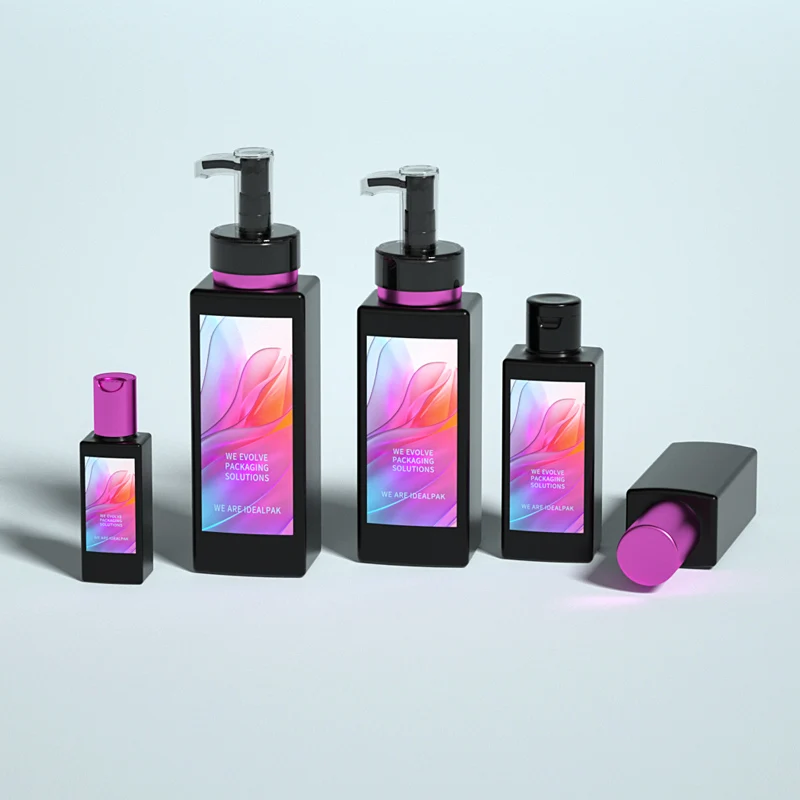 Deluxe Square PET Shampoo And Conditioner Packaging Containers Empty Skin Care Lotion Plastic Bottles