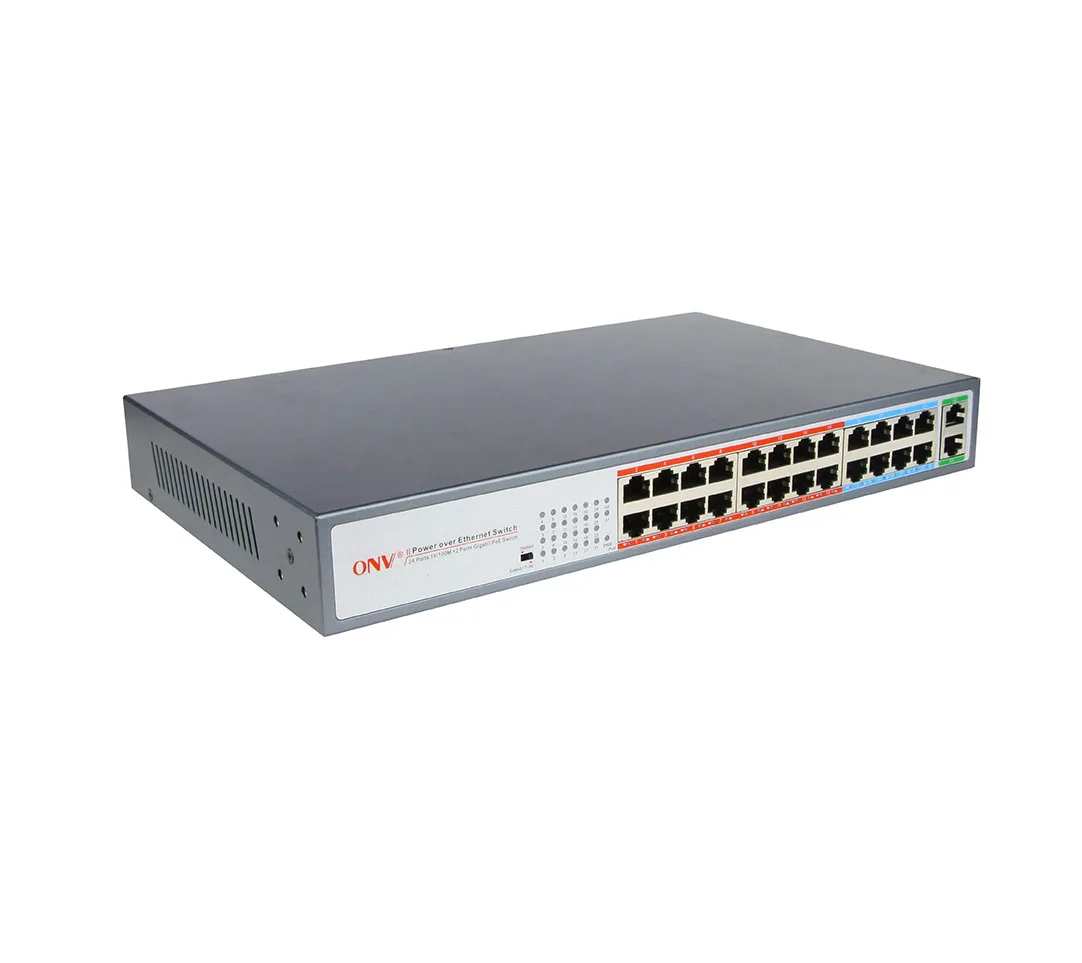  Товары для систем видеонаблюдения 24-канальный хаб ethernet коммутатор 48 В poe 24 порта с инжектором