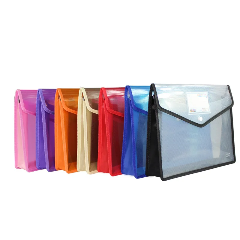 Wholesale Eco-Friendly Document Wallet Envelope Flap Plastic File Folder Bags Hanging Suspension Print Cover Multi Colors