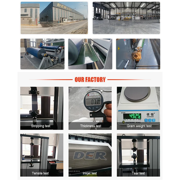 Derflex Hot Melt Laminated Tarpaulin Waterproof Anti-UV PVC Semi-Coated Tarpaulin for Truck Tent Cover Fabric in Roll