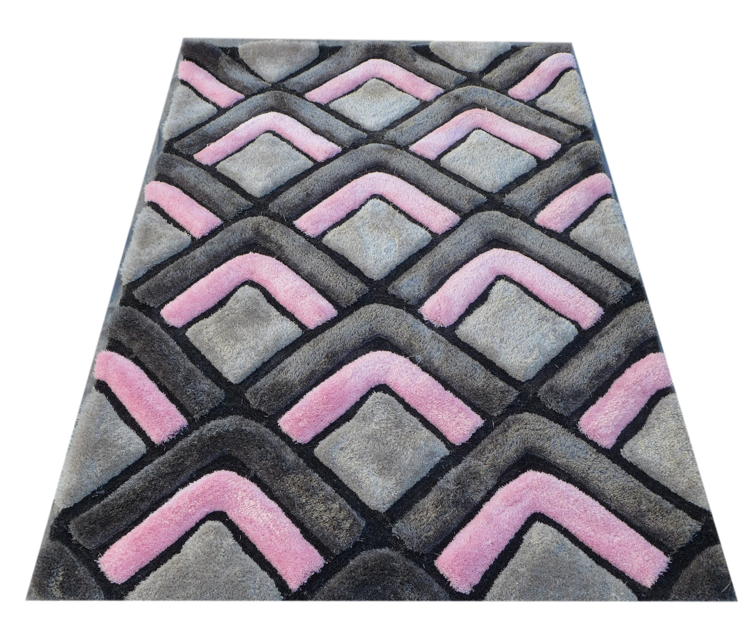 Elegant Style Stone Design Red Black Color Floor Area Shaggy Rug Living room Bedroom