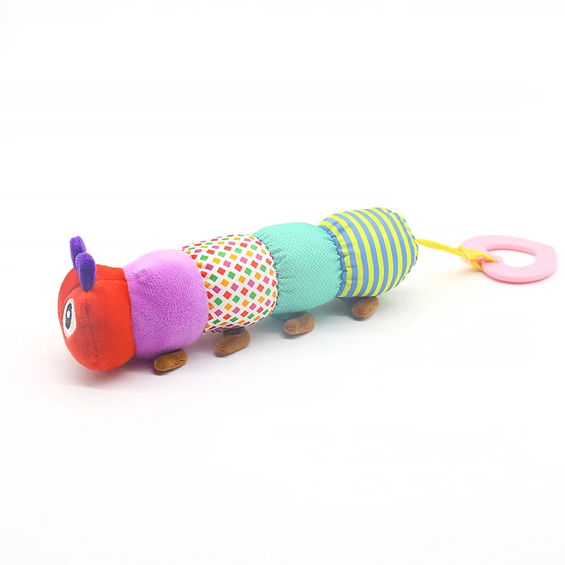 Baby plush stuffed animal cute colorful caterpillar soft toy toddler funny teether BB device sound toy