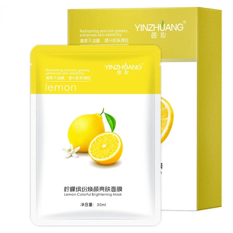 Boxed Strawberry Mango Orange Lemon Coconut Fruit Moisturizing Silk Facial Mask Cosmetic