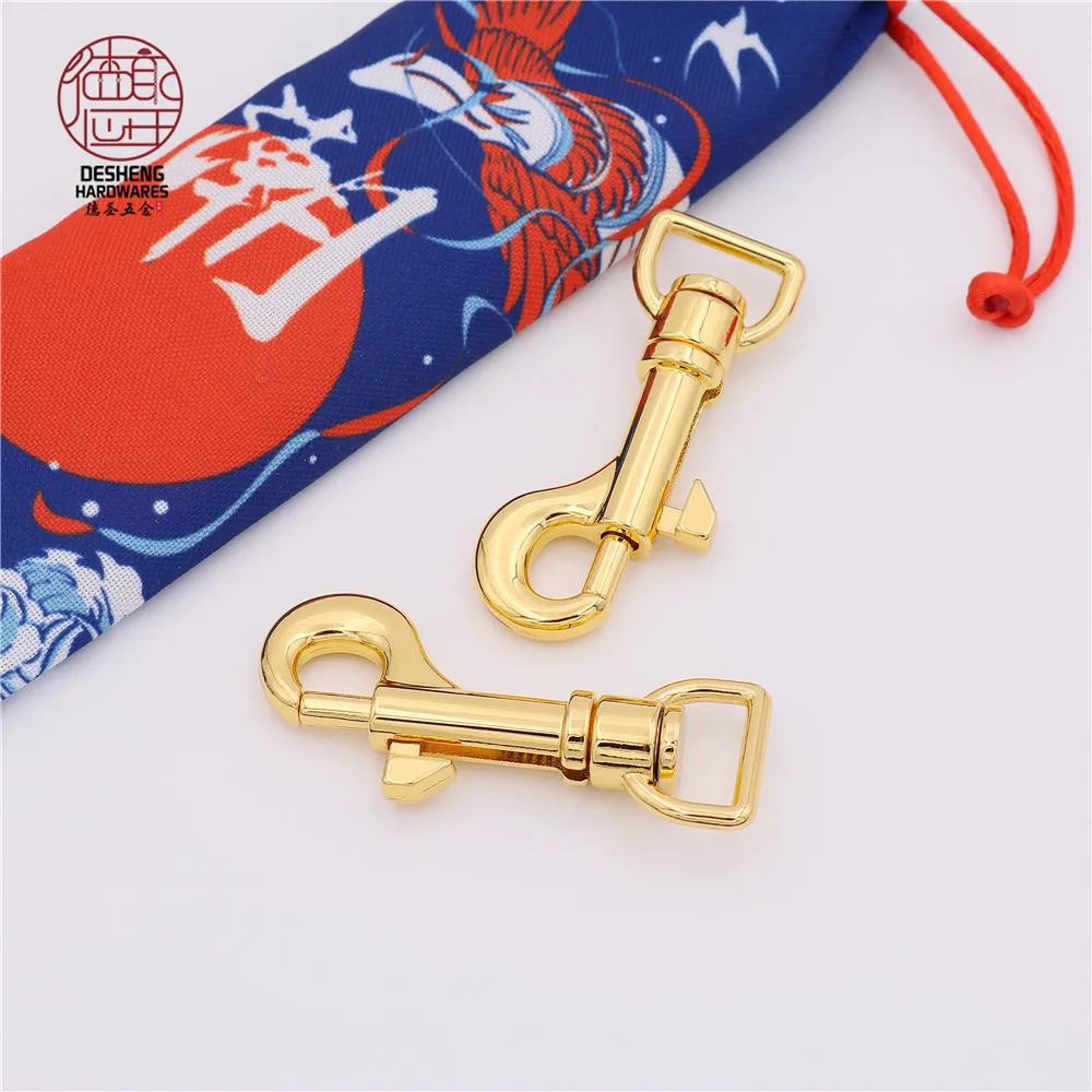 High Quality 24K gold Snap Hooks Metal Zinc Alloy Handbag Strap Clasp Brass Ring Buckle For Bag DIY Key Ring Swivel Hardware