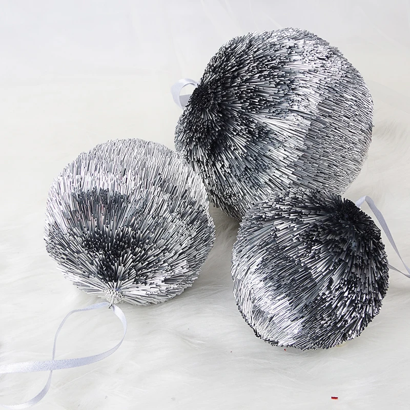 Hot selling Silver 15cm Christmas ball Ornaments for Christmas tree hanging ornaments
