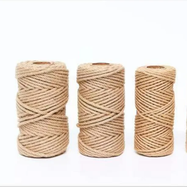 3MM 100M 100% Jute Yarn Customize Width Weight Length High Strength Thick Hand Knit Crochet Weave Jute Yarn For Wall Panel Rug