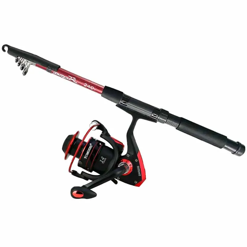 Wholesale 1.8m - 3.6m Glass Telescopic Rod and Reel Combos Fishing Rod Set Fishing Rod Pole Plastic PE Bag Hard High Fishing