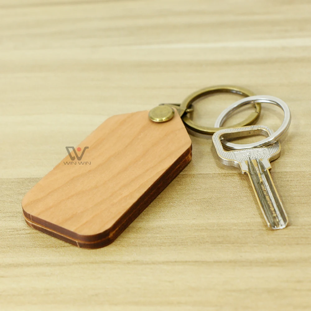 Gift Keychain Blank Carved Custom Pattern LOGO Wooden Keychain