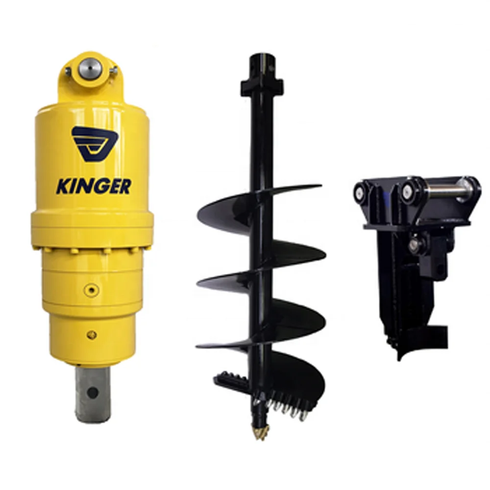 KINGER  CE certified Soil Drilling Auger hydraulic Rock earth drill for Excavator Skid Steer Backhoe