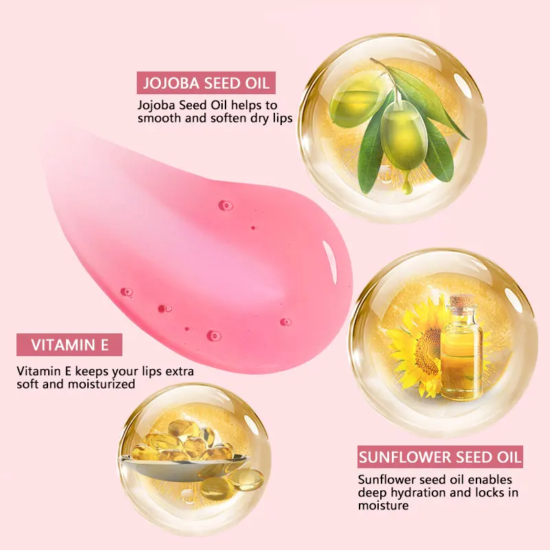 Private Label Glossy Shiny  Lip Oil Vegan Organic Fruit Flavor Vitamin E Moisture Lip Plump Lip Care Oil