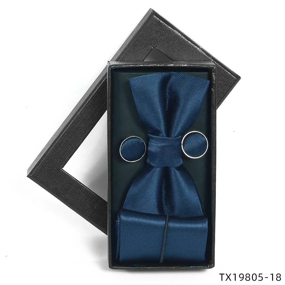 Private label formal tuxedo bow tie elegant pocket square sets for men