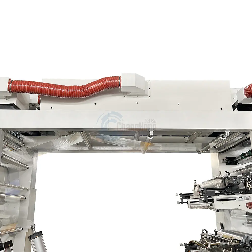 6 Colour Flexo Printing Machine Metal Anilox Rollers Double Rewind and Unwind Design ChangHong Stack Type 80m/min Speed