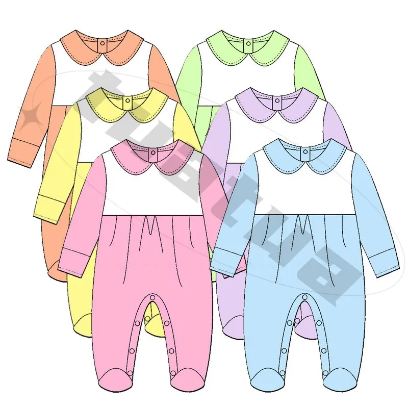 custom 100 cotton doll collar folding sleeves with socks baby closet kids sleepwear baby rompers