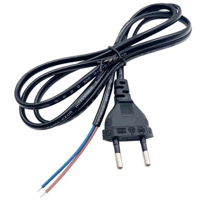 1m 1.5m 1.8m Eu European 2.5A 250V 2 pin AC power cord cable Europe standard power cord white EU two round plug wire