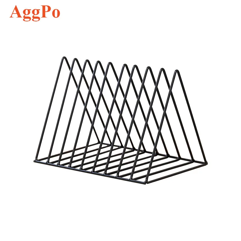 Triangle Iron Desktop Storage Book Rack - Magazine Newspaper Holder Art Desktop Organizer Rack