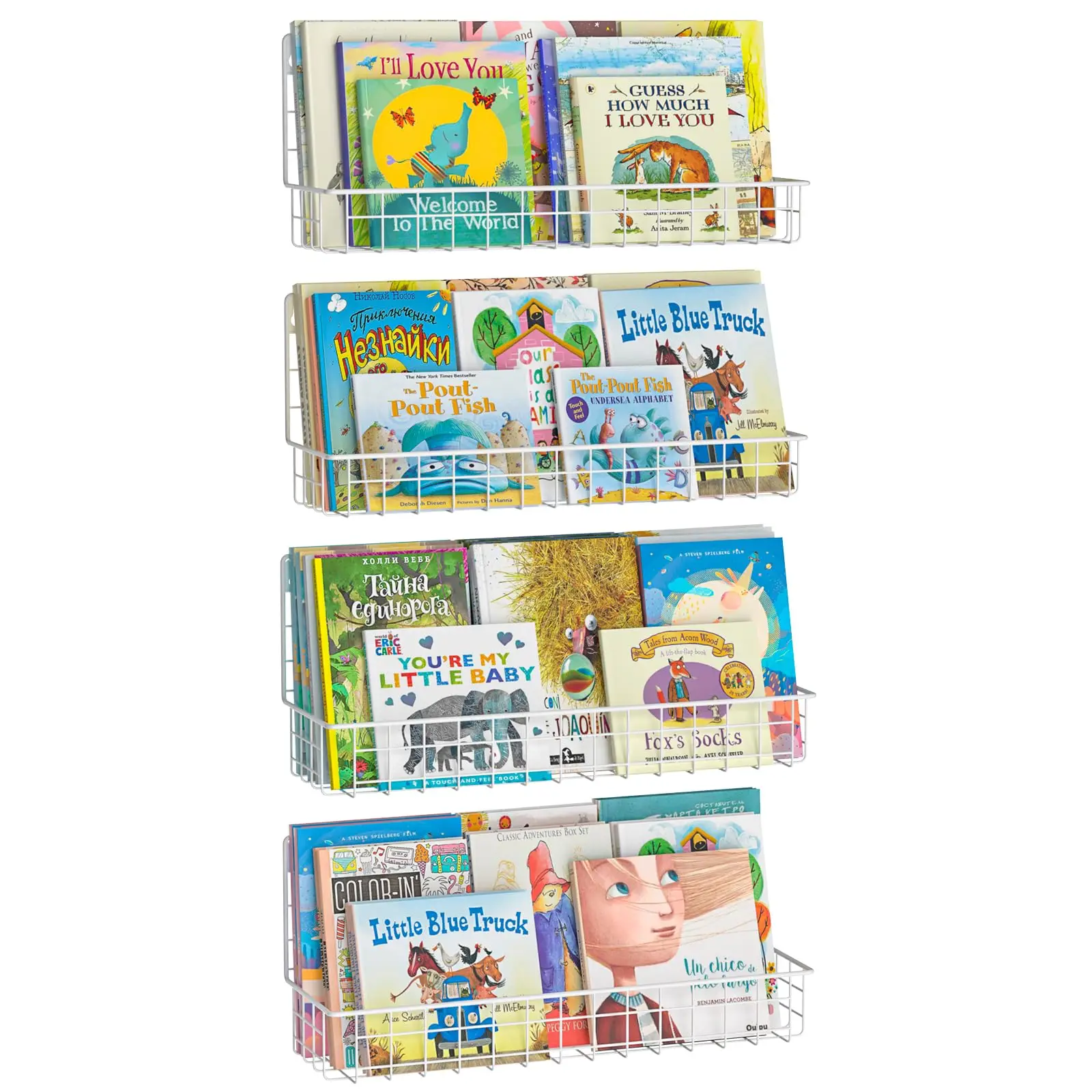 Hot sale Floating Book Wall Mounted Metal Kids Bookshelf Display Stand Open rack shelf for Kids Nursery Toddler Classroom