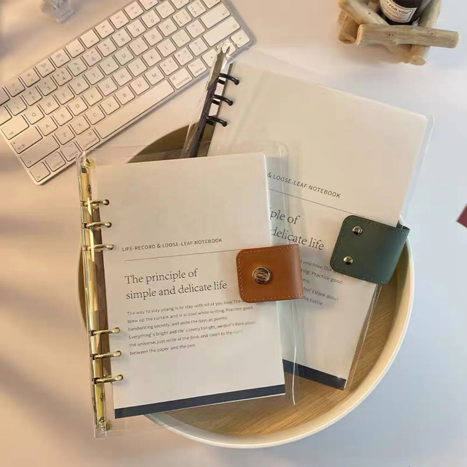 Custom Refill  Loose Leaf 9 ring Binder Notebook Personal Planner Cover With Magnetic Buckle Closure For Black Paper Notebook