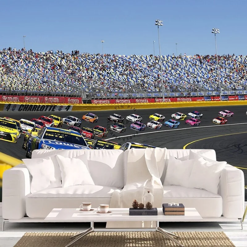 Racing Themed Photo Wallpaper with UV Printed Decal Art Decoration