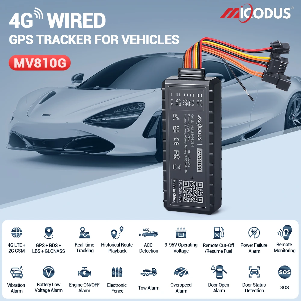 Micodus MV810G Motorcycle Security Door Alarm Vehicle Tracker Device Mini 4G Car Gps Anti Theft Wired Realtime Tracking
