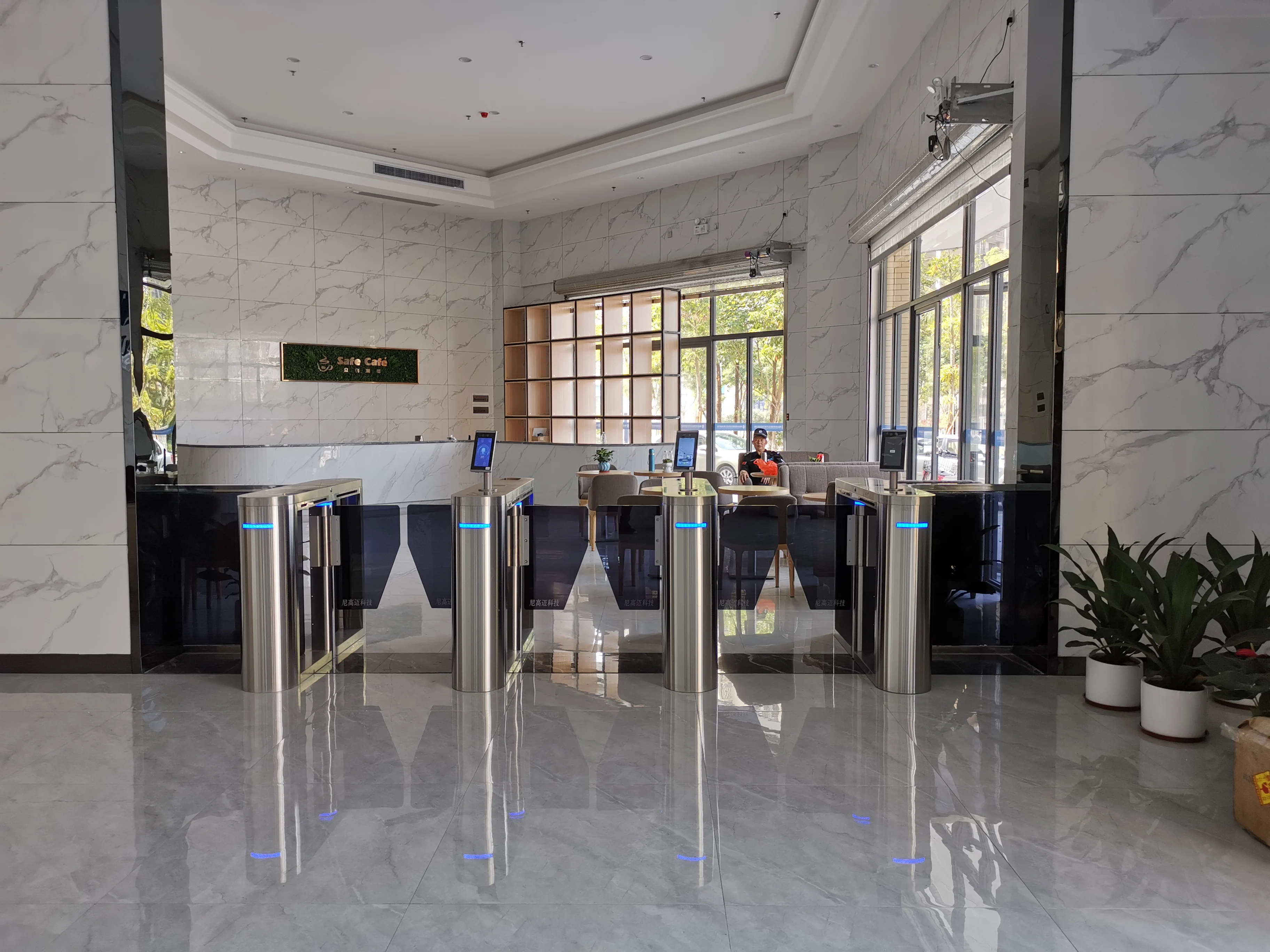 120w Access Gate Mechanism Dc Brushless Manual Barrier Swing Turnstile Baffle Gate With Facial Recognition