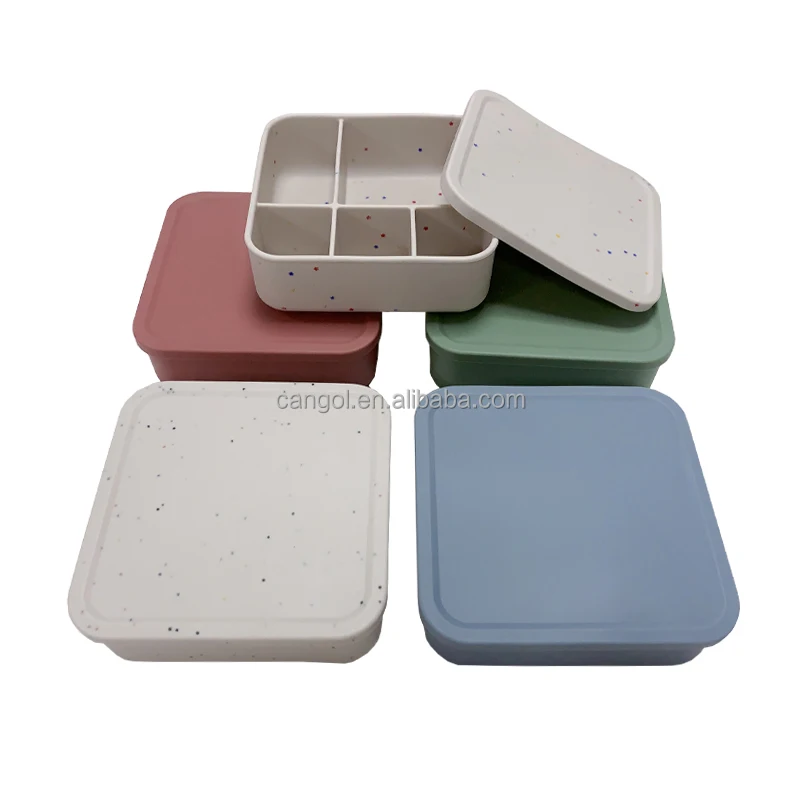 Food Grade Silicone Bento Lunch Box for Kids School and Adults Leak-proof Square Lunch Box Food Storage Containers Snack  Box