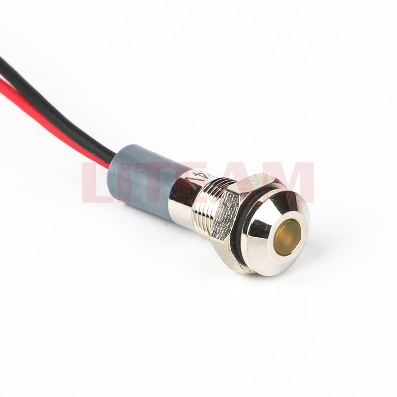 Factory manufacturing Waterproof Mini 6mm Motorcycle Signal Led Pilot Lamp Red Blue 12Volt Metal Indicator Light With 150mm wire