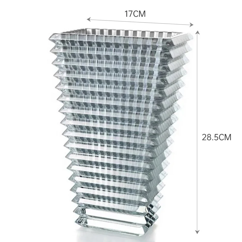 Embossed Wide Mouth Vase, Square Flower Vase Plant Pot Tabletop Decorative 3 Size