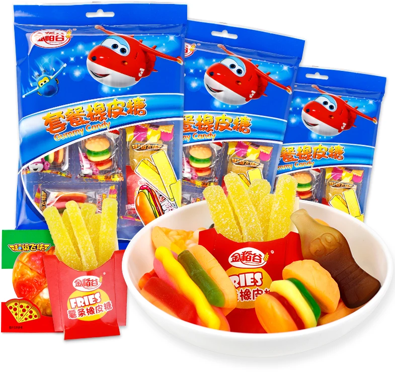 Creativity Cola Bottle Pizza Hamgueger Chips Shape Fudge Set Fruity Flavour Gummy Sour Candy