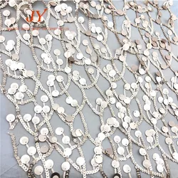 FREE SAMPLE CG006# Custom Made Hanging Extra Large Sequin Embroidery Fabric READY GOODS