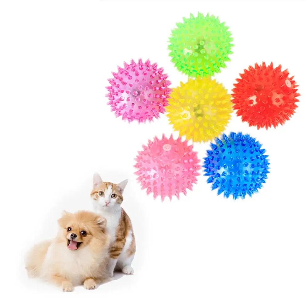 
Soft Rubber Luminous Flashing Spike Ball Pet Dog Chewing Bouncy Ball Toy Dog Soft Rubber Toy Glare Magic Ball 