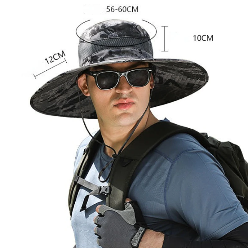 FF2714 Outdoor UV Protection Hiking Camping Bucket Hat Breathable Wide Brim Fishing Hat Solar USB Garden Beach Sun Hats with Fan