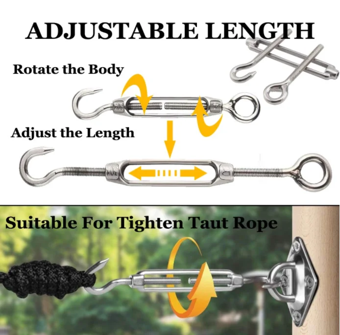 Сверхмощный Трос Натяжные Кабельные перила комплект 304 нержавеющая сталь крюк для стяжки