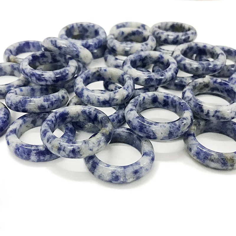 Blue Dot Stone Rings Natural Stone Band Rings