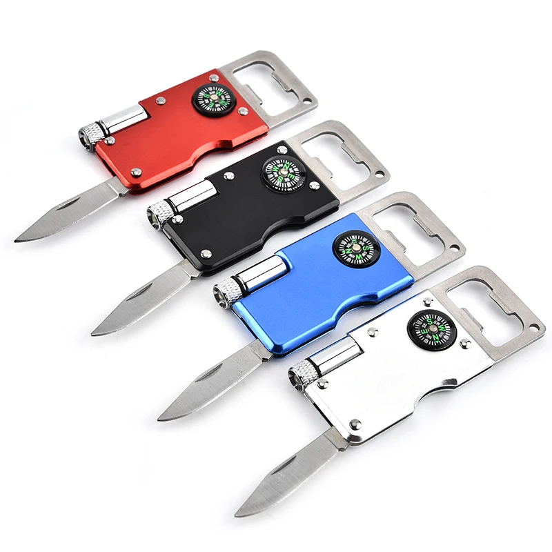 Jiayang  LED Flashlight Travel Compass Bottle Opener  Multifunctional Pocket Knife With Bottle Opener