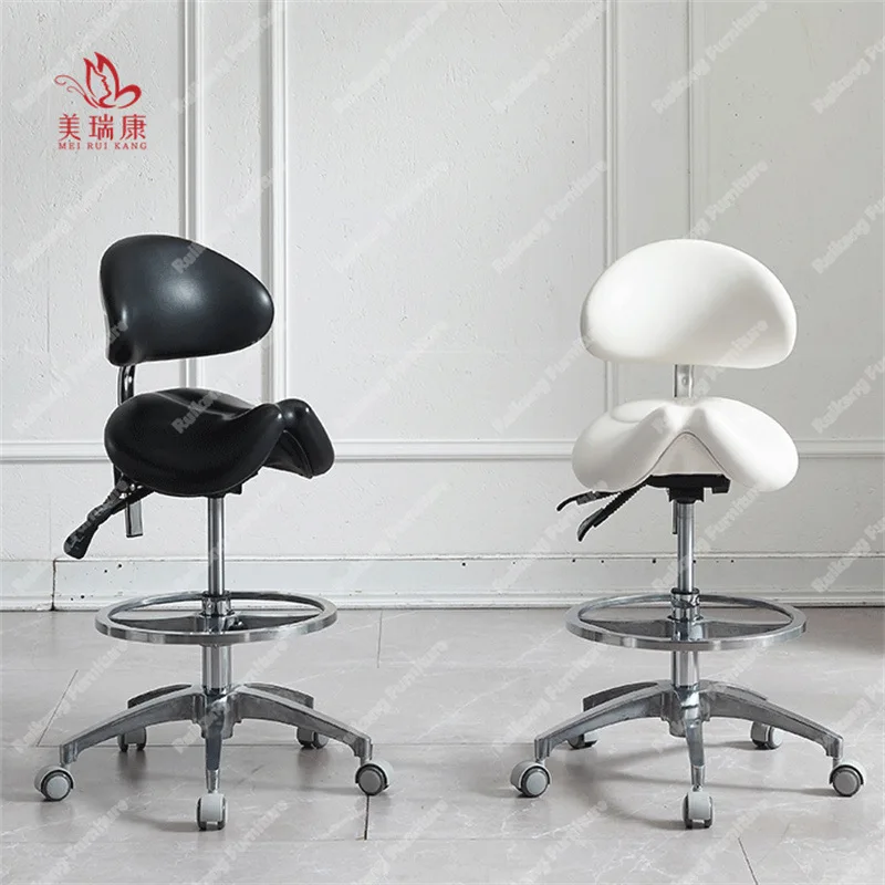 Luxury Modern Adjustable Swivel Wheels Leather Spa Nail Salon Beauty Barber Pedicure Bar Stools Hairdressing Chair