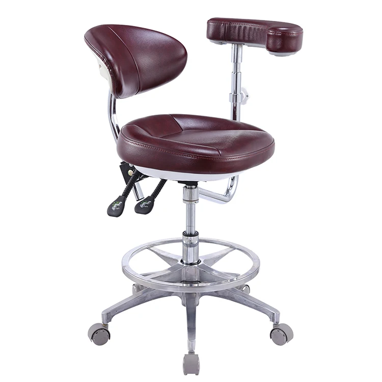 PU seat height adjustable clinic assistant stool hospital deantal chair with armrest and backrest