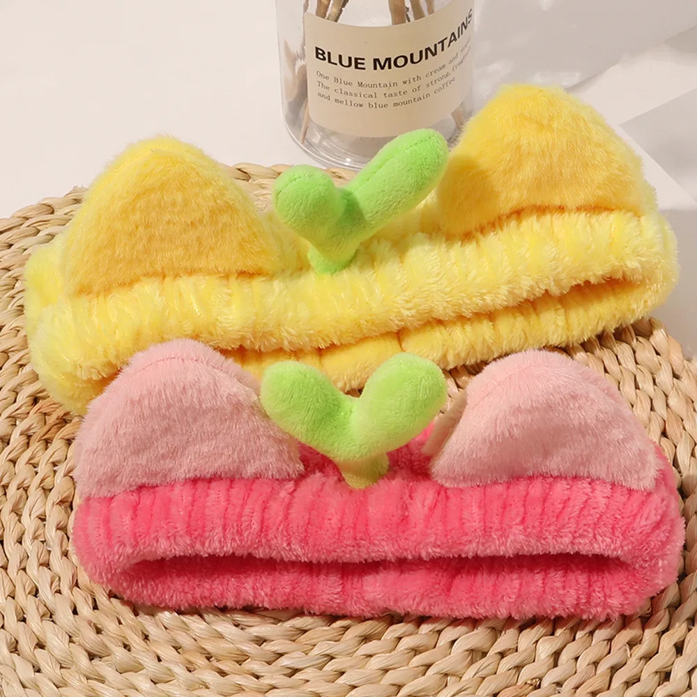 Elasticity Coral Fleece Bow Headbands Girls Cute animals Hair Band Headwear Women Face washing makeup Hair Accessories