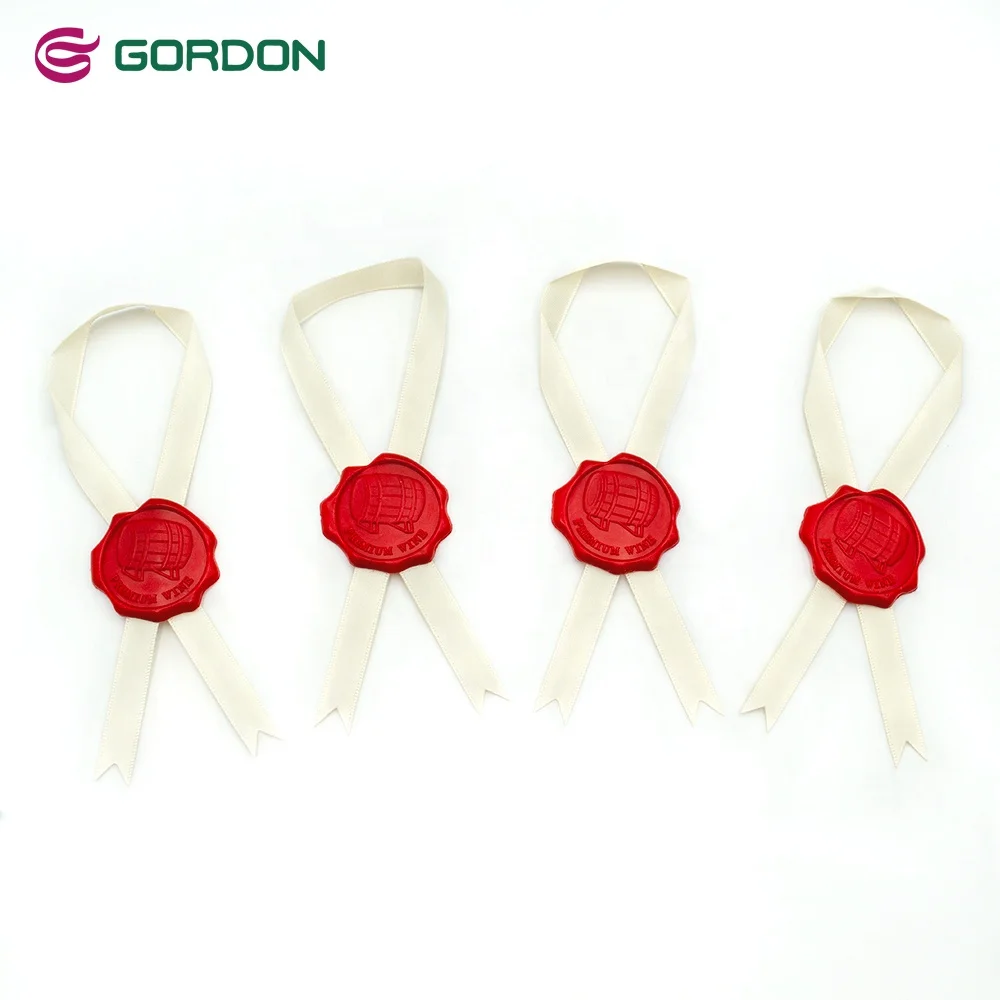 Gordon Ribbons wine bottle medal gift ribbons bow  pre made 3/8 inch single face satin ribbon bow with adhesive for packing