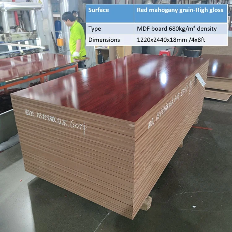 1220 x 2440mm White Laminated 4x8 Melamine MDF  board for Furniture