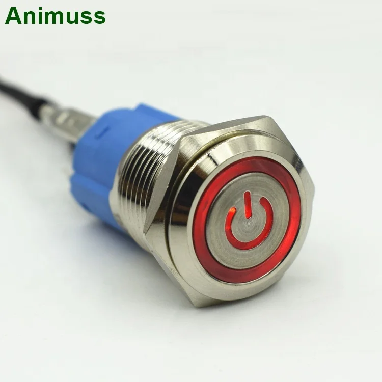 16mm red blue yellow green white Light Hot Car Auto Metal LED Power Push Button Switch Self locking Type On-off 5V 12V 24V 220V